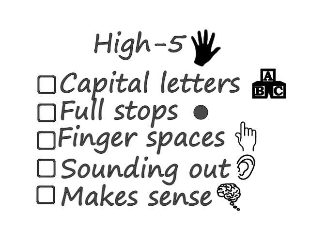 High-5 Junior writing